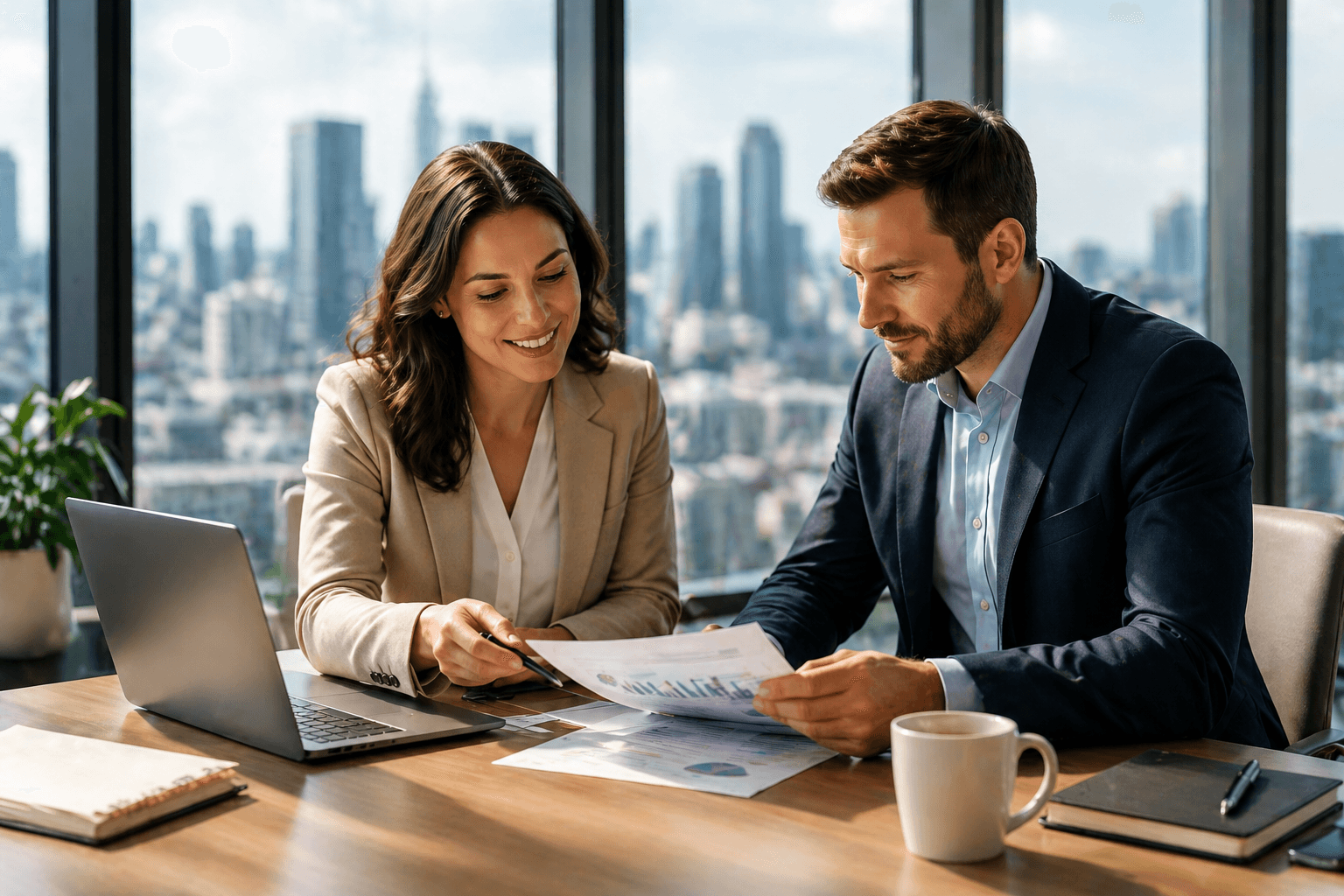 Financial advisor reviewing plans with a client